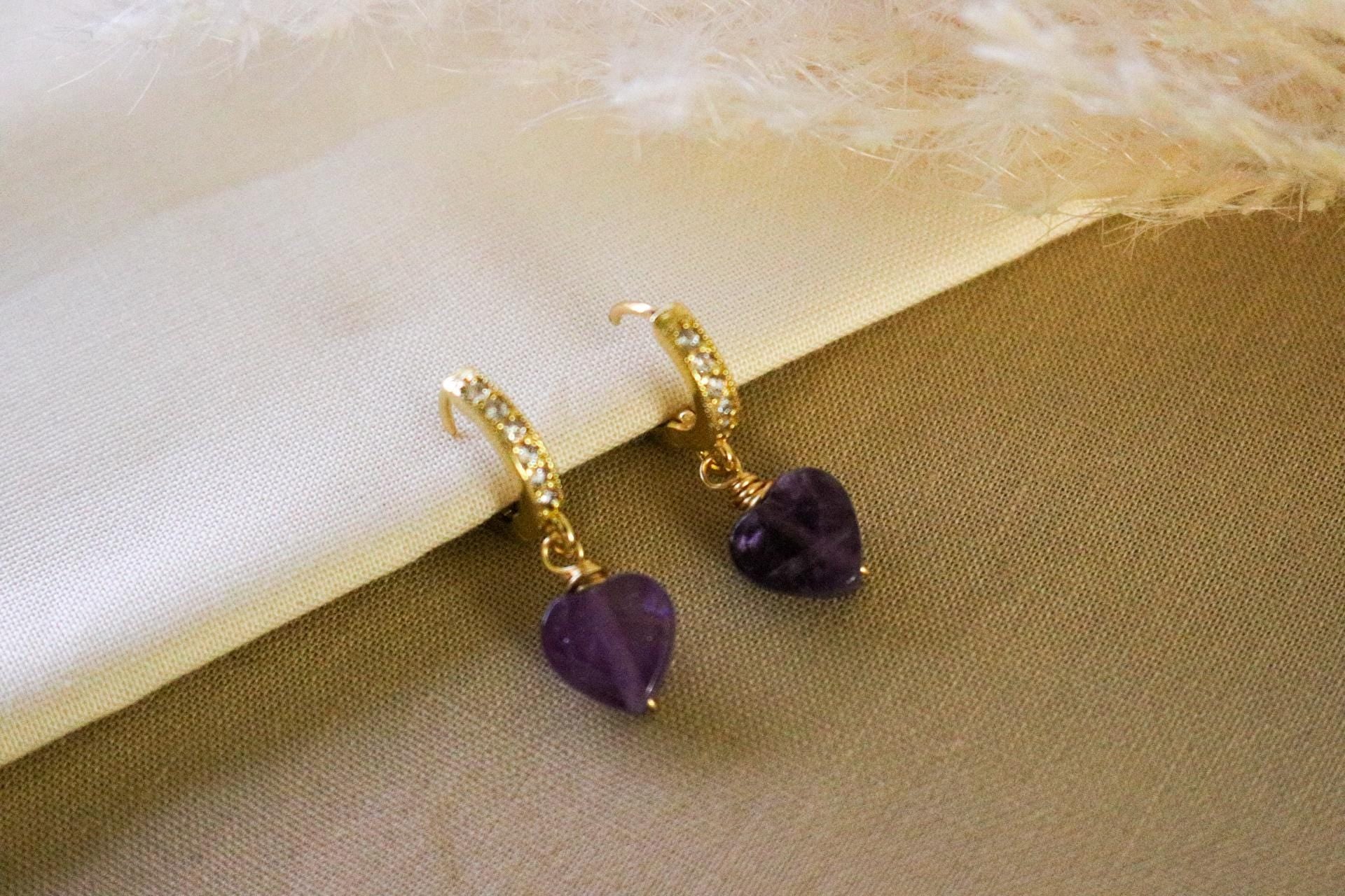 Gold hoop earrings dainty, minimalistic earring, stoned earrings, huggi hoop earring, gifting gifted mom, gift for- her, giftful sister
