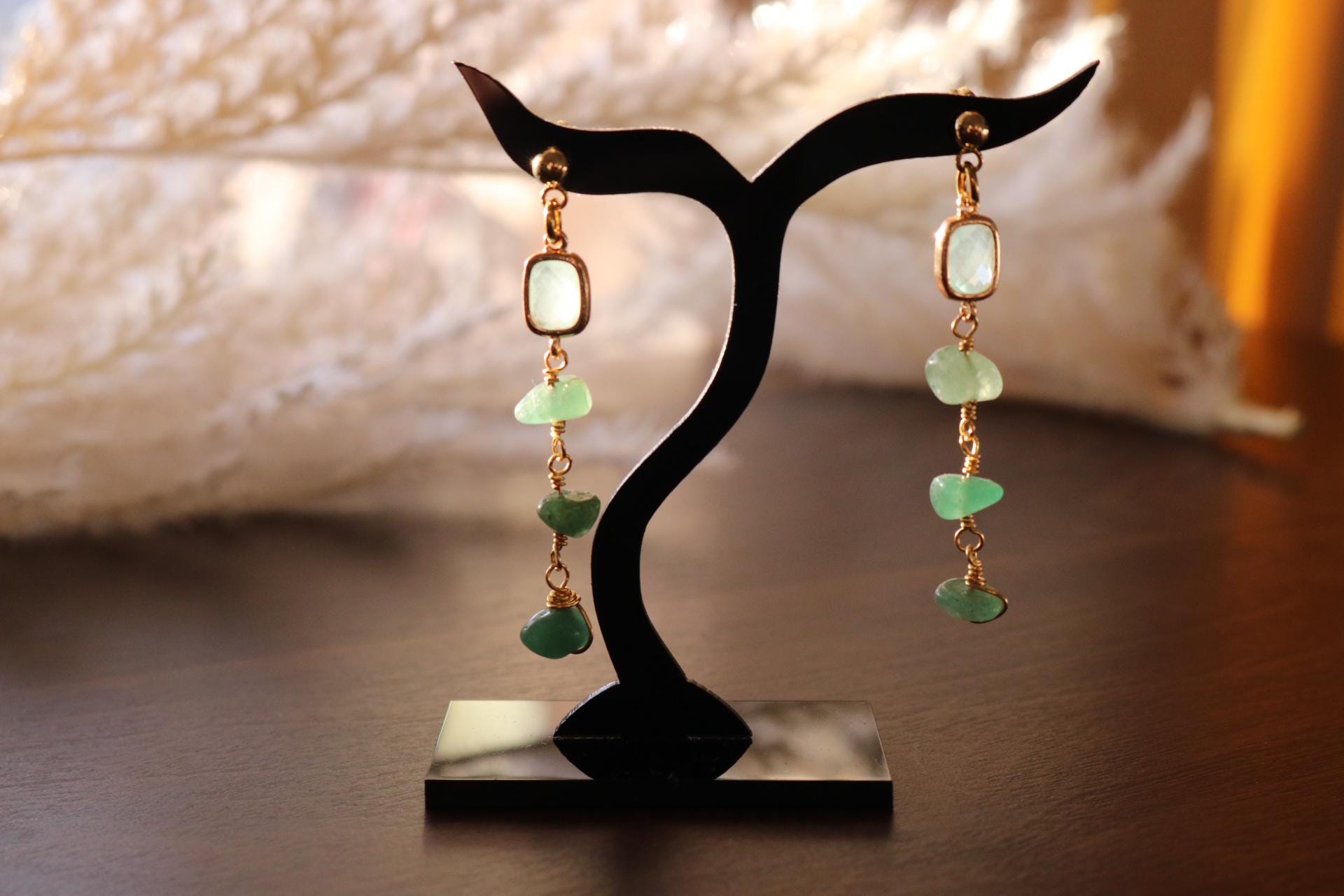 Aventurine Earrings, Valentins earrings, Raw stone earrings, Raw crystal earrings, Heartful earrings, gifted earrings gifted daughter gift