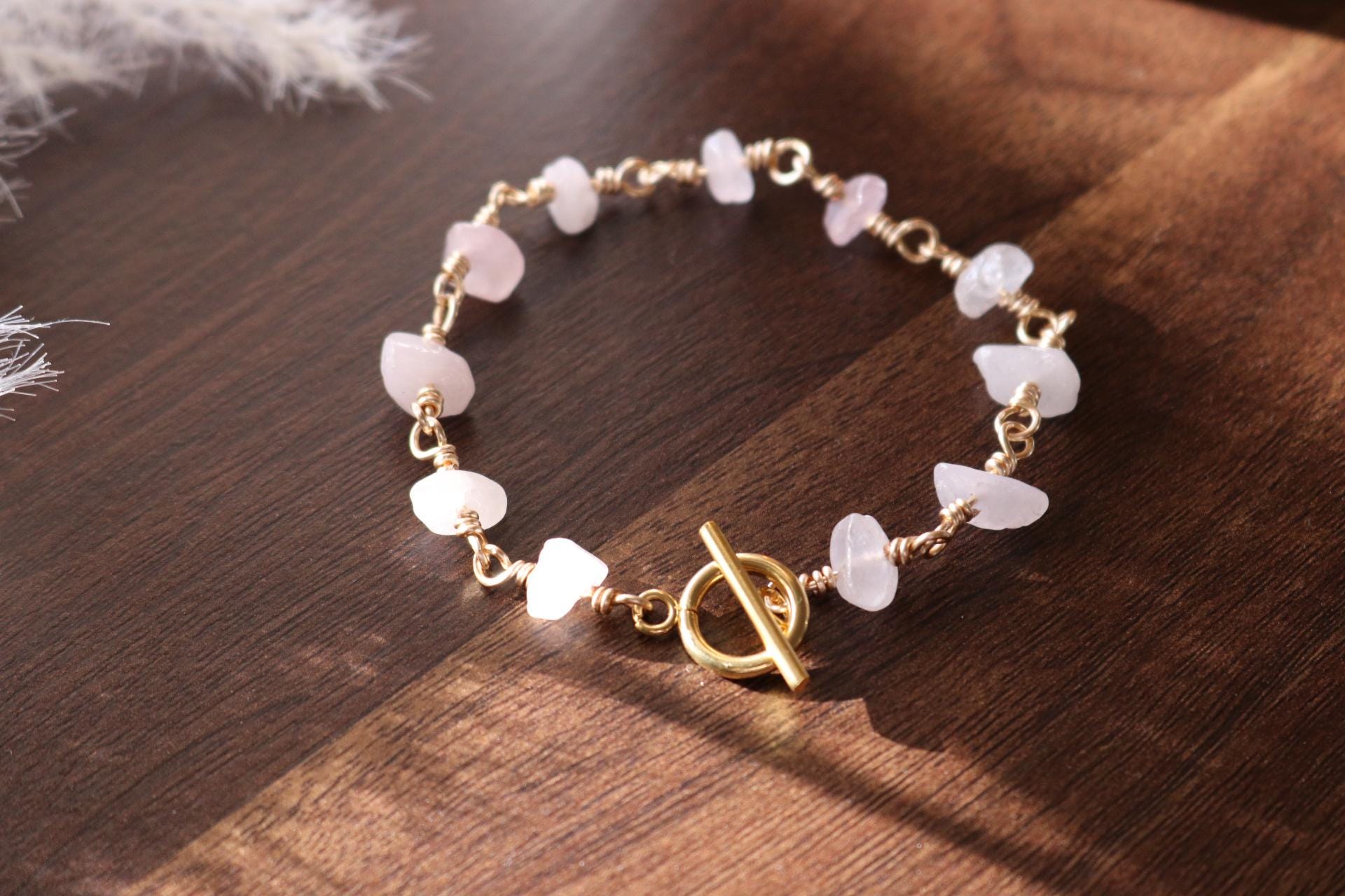 Rose quartz bracelet, bracelet minimalistic, love stone bracelet, wedding-gift-bracelet,mothers days gifted,wife  gifted,anniversary giftful