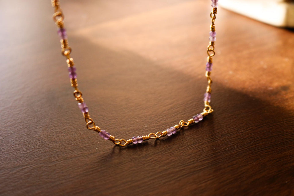 Amethyste necklace, everyday necklace, crystals necklace amethyst, necklace minimalistic, thin chain necklace, mothers days gifted,wife gift