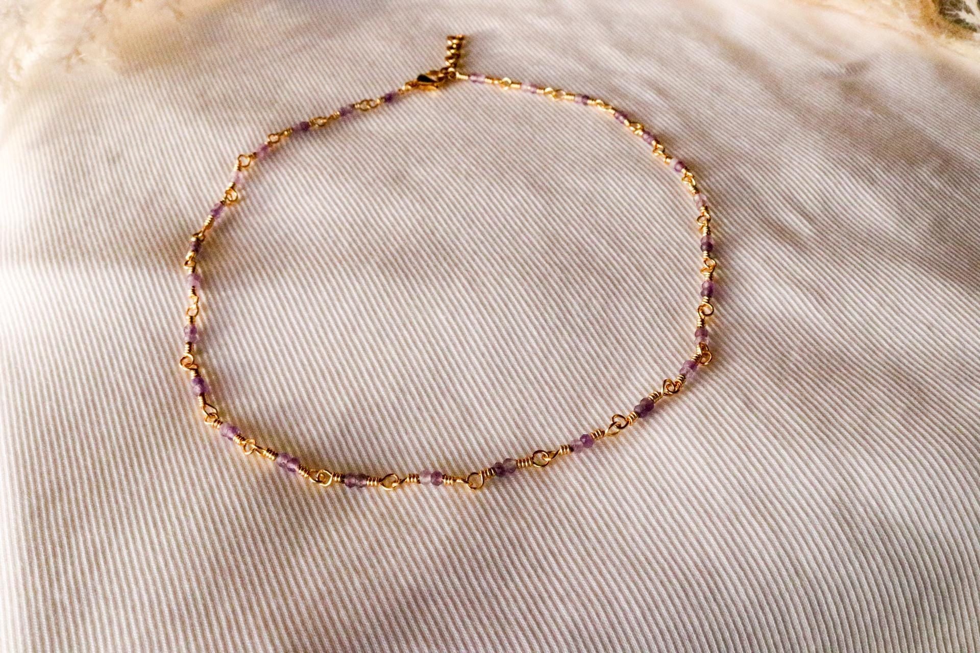 Amethyste necklace, everyday necklace, crystals necklace amethyst, necklace minimalistic, thin chain necklace, mothers days gifted,wife gift