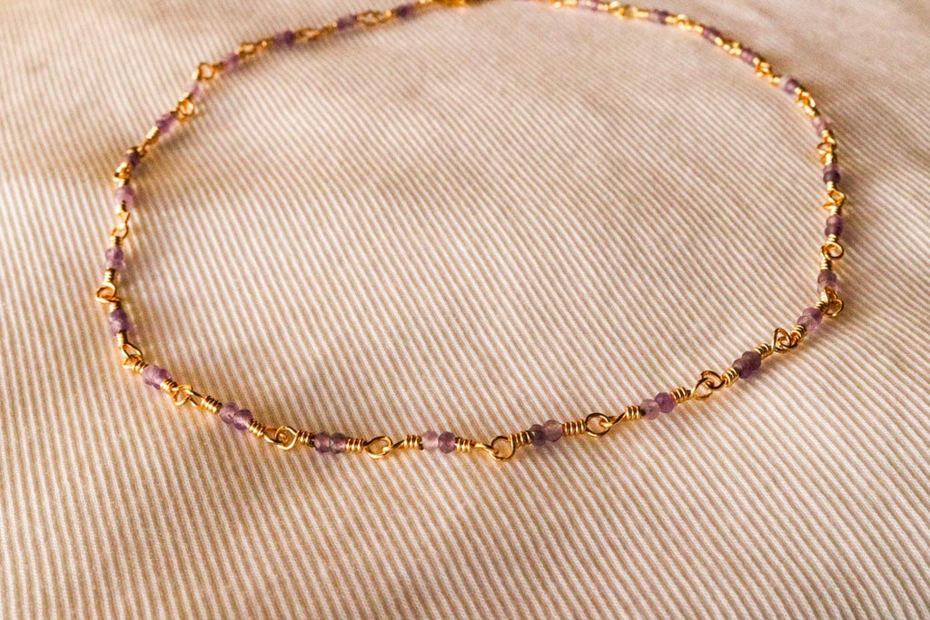 Amethyste necklace, everyday necklace, crystals necklace amethyst, necklace minimalistic, thin chain necklace, mothers days gifted,wife gift