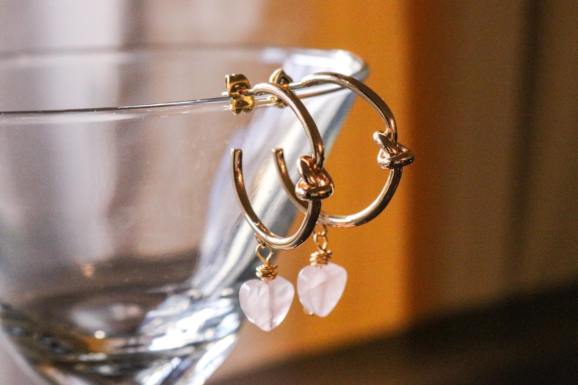 Crystal hoop earrings, gold thin hoops, minimalistic hoop earrings,pearl gifted earring,gifted-rose quartz, giftful valentines,gift for- her