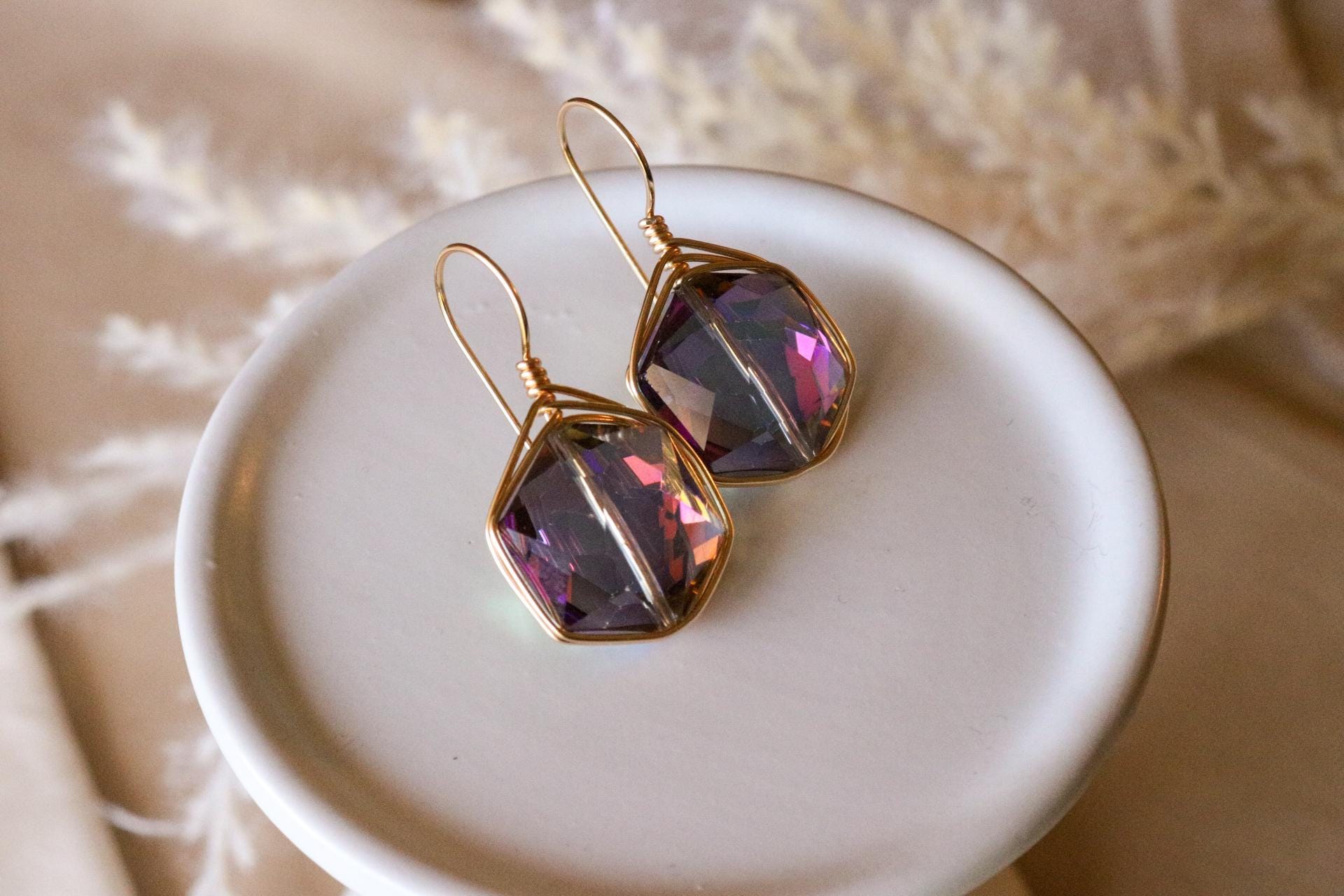 Dropping earring, Pentagon Earring, maid-of-honor gift, bridal earrings crystal, weddings- giftful, mama gifte, gift for- her,giftful sister