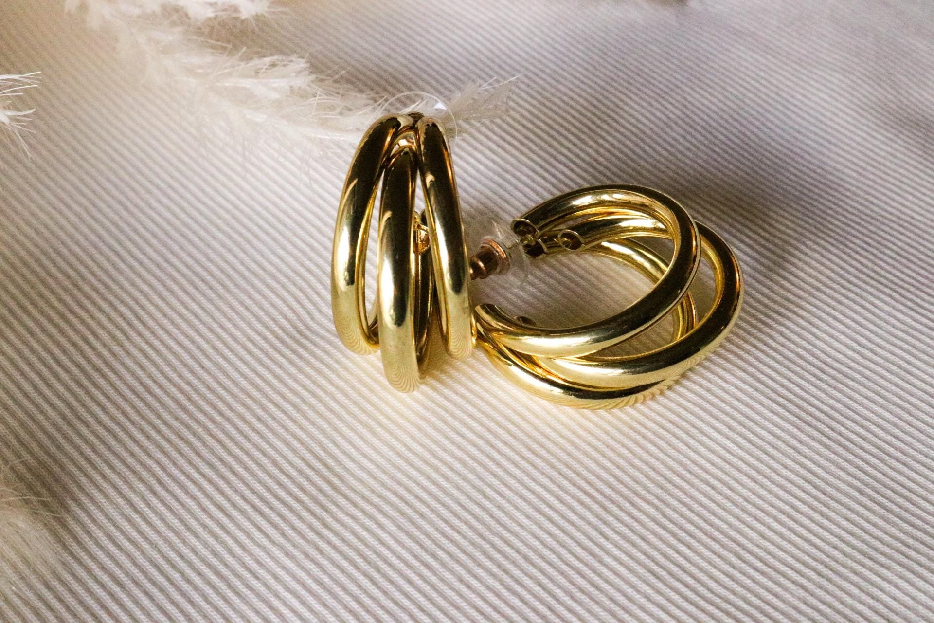Triple Hoop Earrings, chunky thick hoop earrings, thick hoop silver earring,  chunky gold hoops, earring for hers, gifted mom giftful