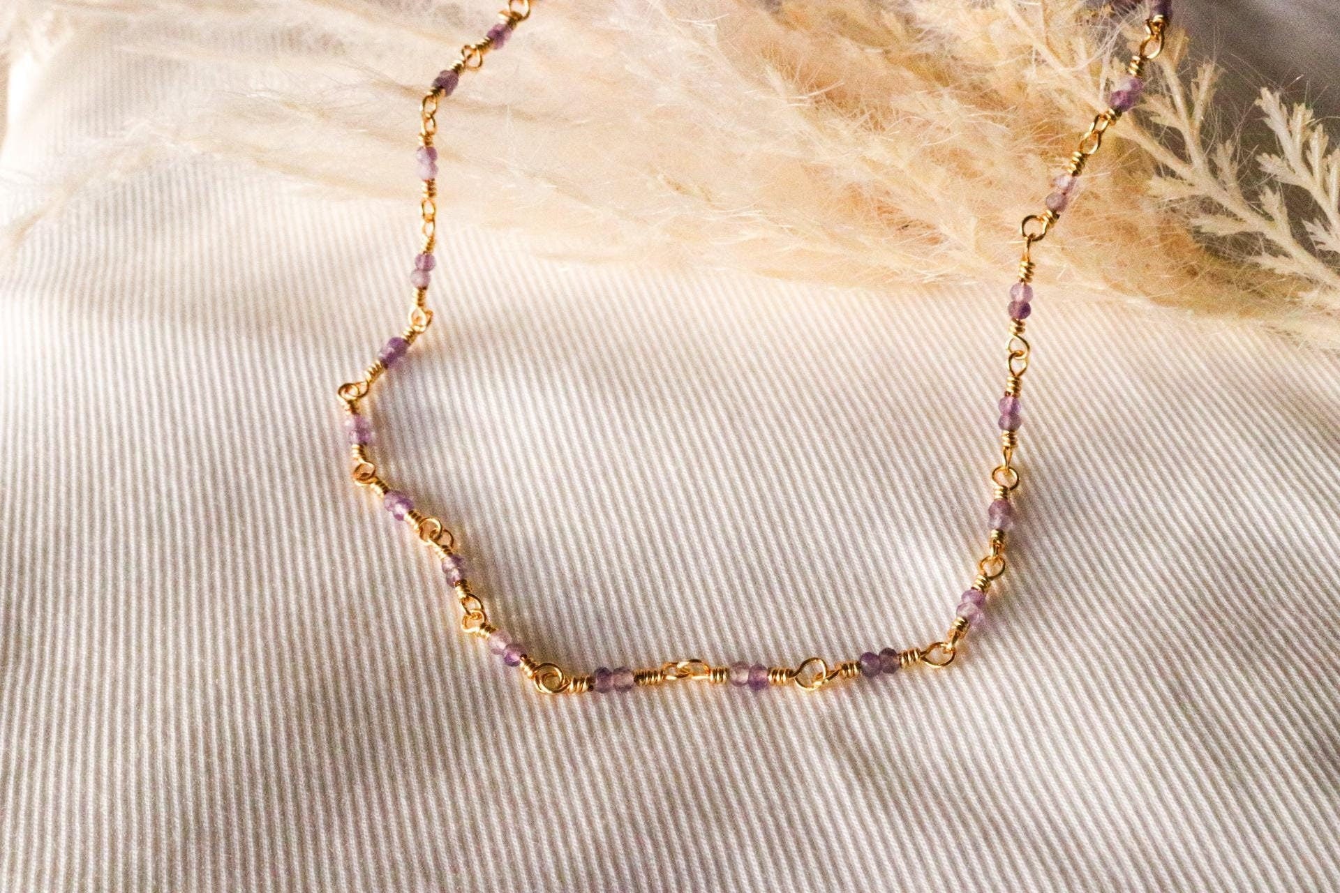 Amethyste necklace, everyday necklace, crystals necklace amethyst, necklace minimalistic, thin chain necklace, mothers days gifted,wife gift