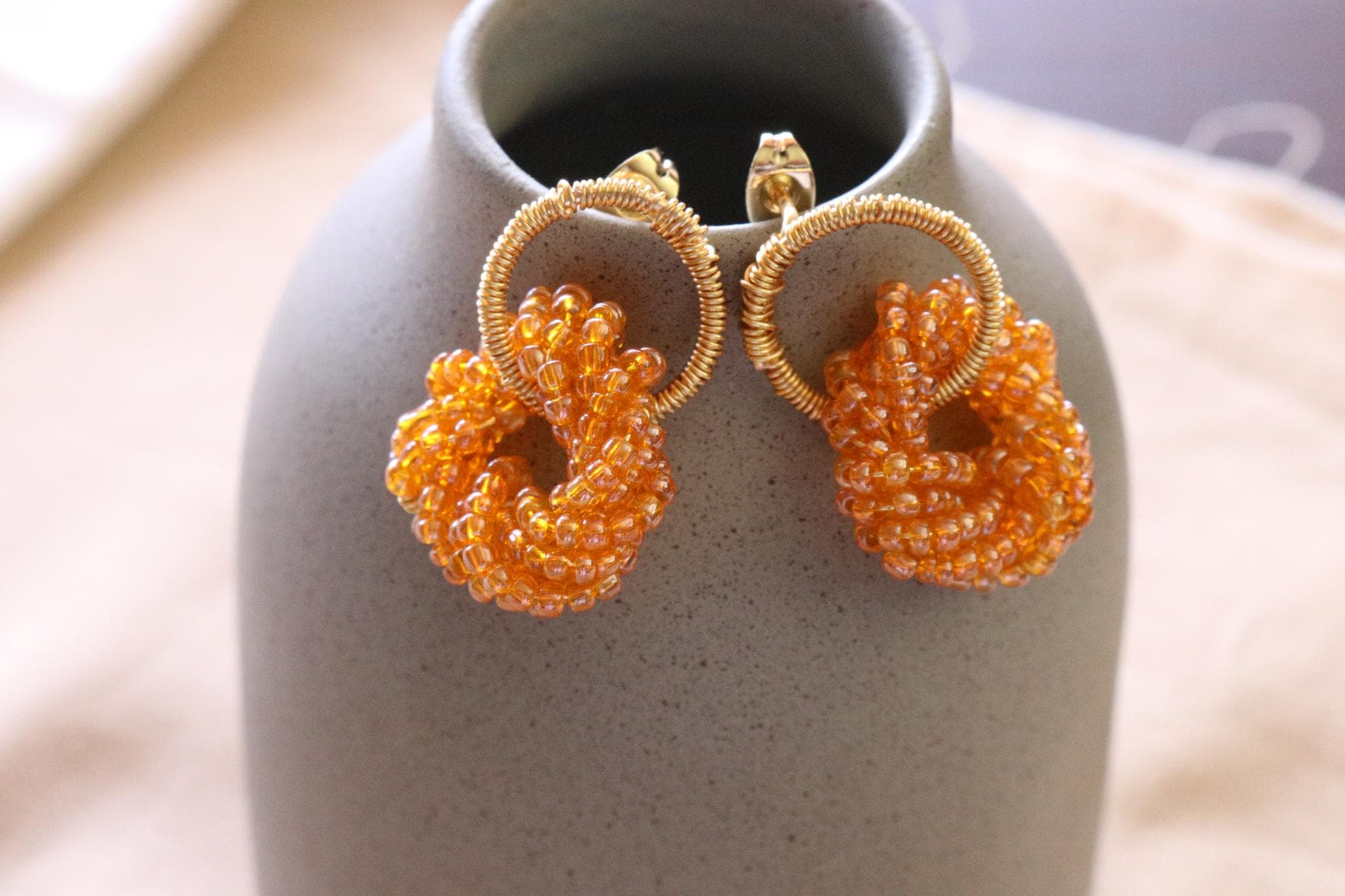 Dangling drop Hoop Earrings, Chunky beaded Drop Earrings,  dainty earrings, Minimalist Jewelry, Perfect Girlfriend Gift, giftful sister