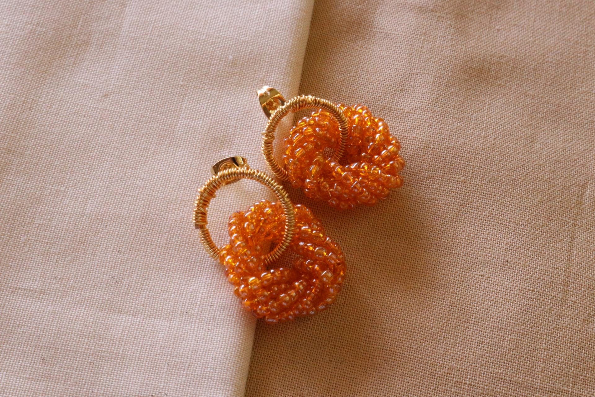 Dangling drop Hoop Earrings, Chunky beaded Drop Earrings,  dainty earrings, Minimalist Jewelry, Perfect Girlfriend Gift, giftful sister