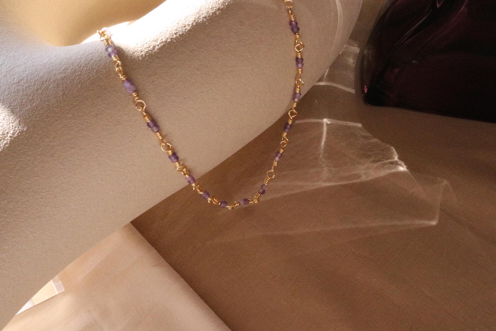 Amethyste necklace, everyday necklace, crystals necklace amethyst, necklace minimalistic, thin chain necklace, mothers days gifted,wife gift