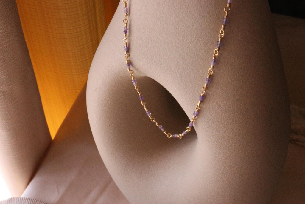 Amethyste necklace, everyday necklace, crystals necklace amethyst, necklace minimalistic, thin chain necklace, mothers days gifted,wife gift