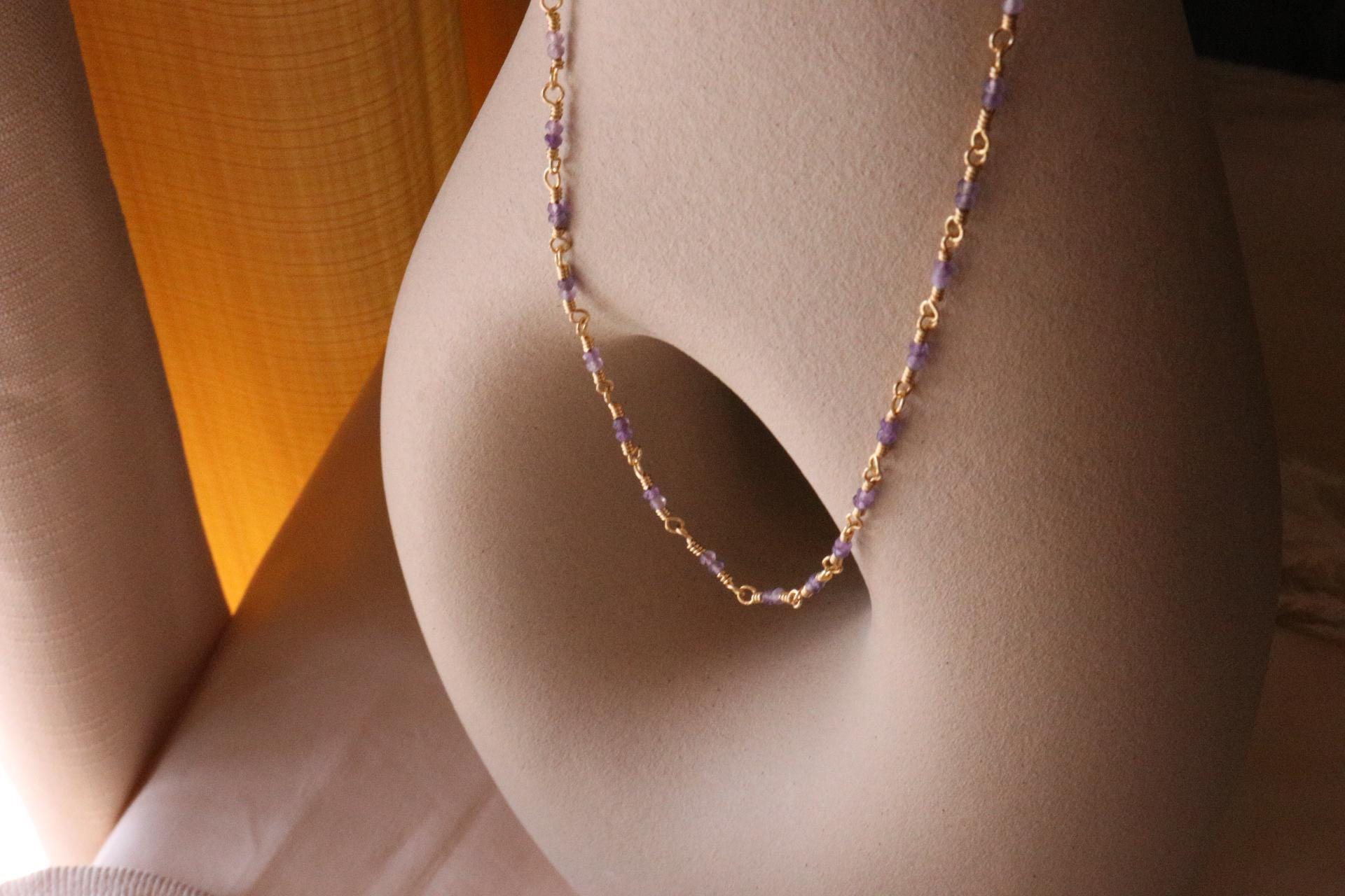 Amethyste necklace, everyday necklace, crystals necklace amethyst, necklace minimalistic, thin chain necklace, mothers days gifted,wife gift