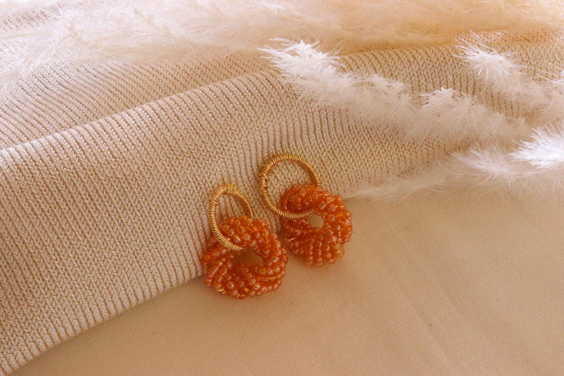 Dangling drop Hoop Earrings, Chunky beaded Drop Earrings,  dainty earrings, Minimalist Jewelry, Perfect Girlfriend Gift, giftful sister