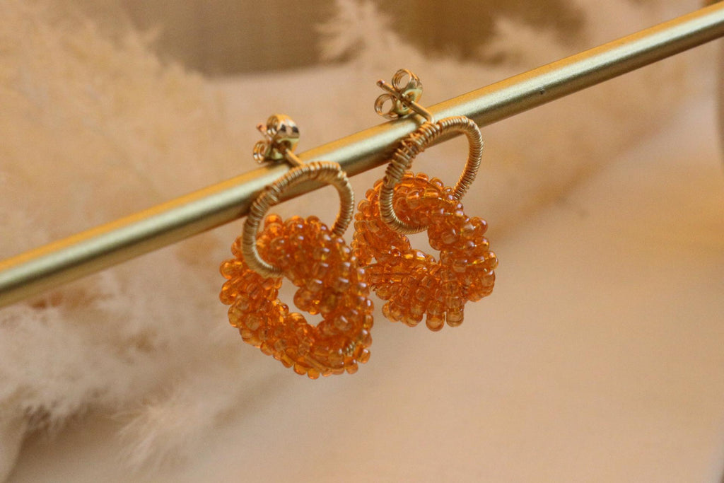 Dangling drop Hoop Earrings, Chunky beaded Drop Earrings,  dainty earrings, Minimalist Jewelry, Perfect Girlfriend Gift, giftful sister