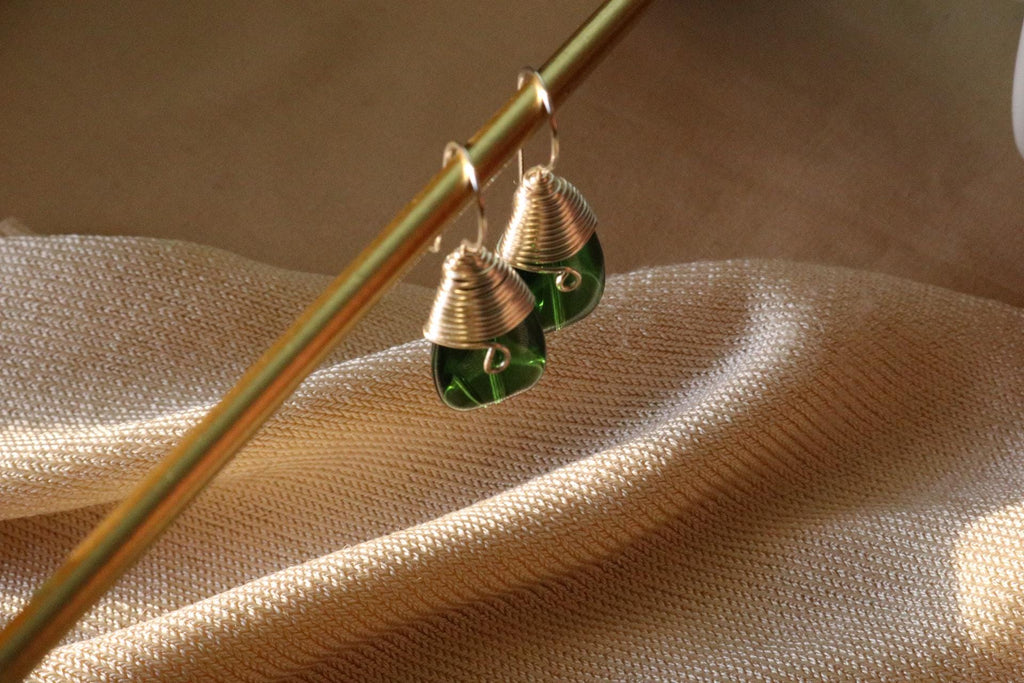 Drop earrings, crystal Teardrop earrings, Large  drop earrings, Wire wrapped earring, leaf earrings,Dainty earrings gift for her