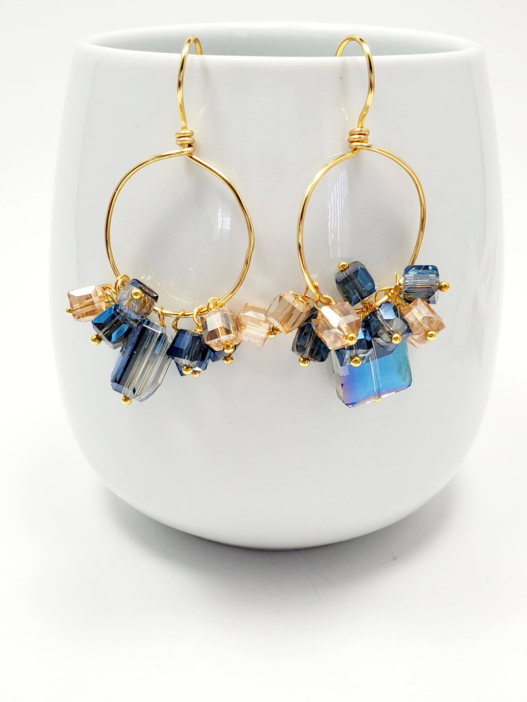 Crystal Hoop Earrings - Dainty Gold Hoop Earrings with Crystals