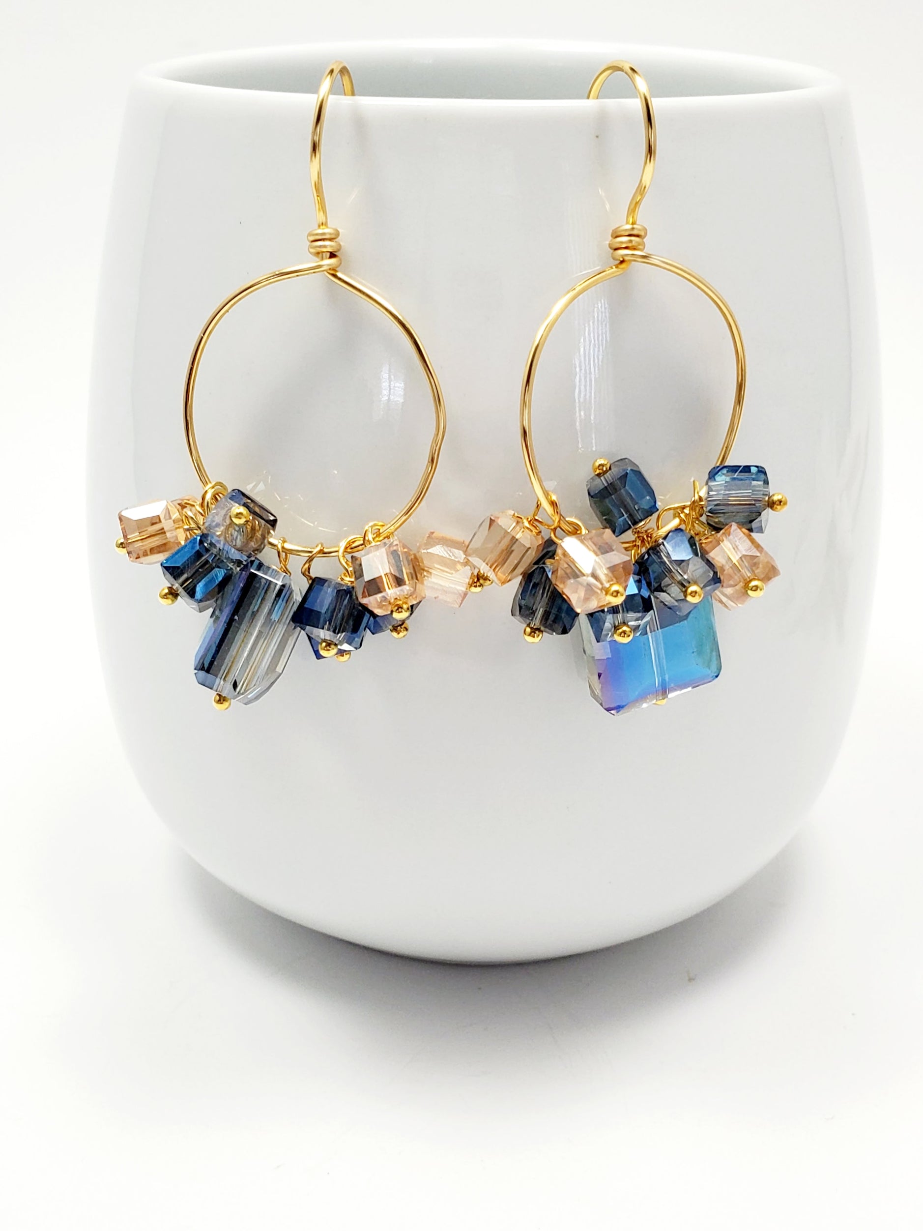 Crystal Hoop Earrings - Dainty Gold Hoop Earrings with Crystals