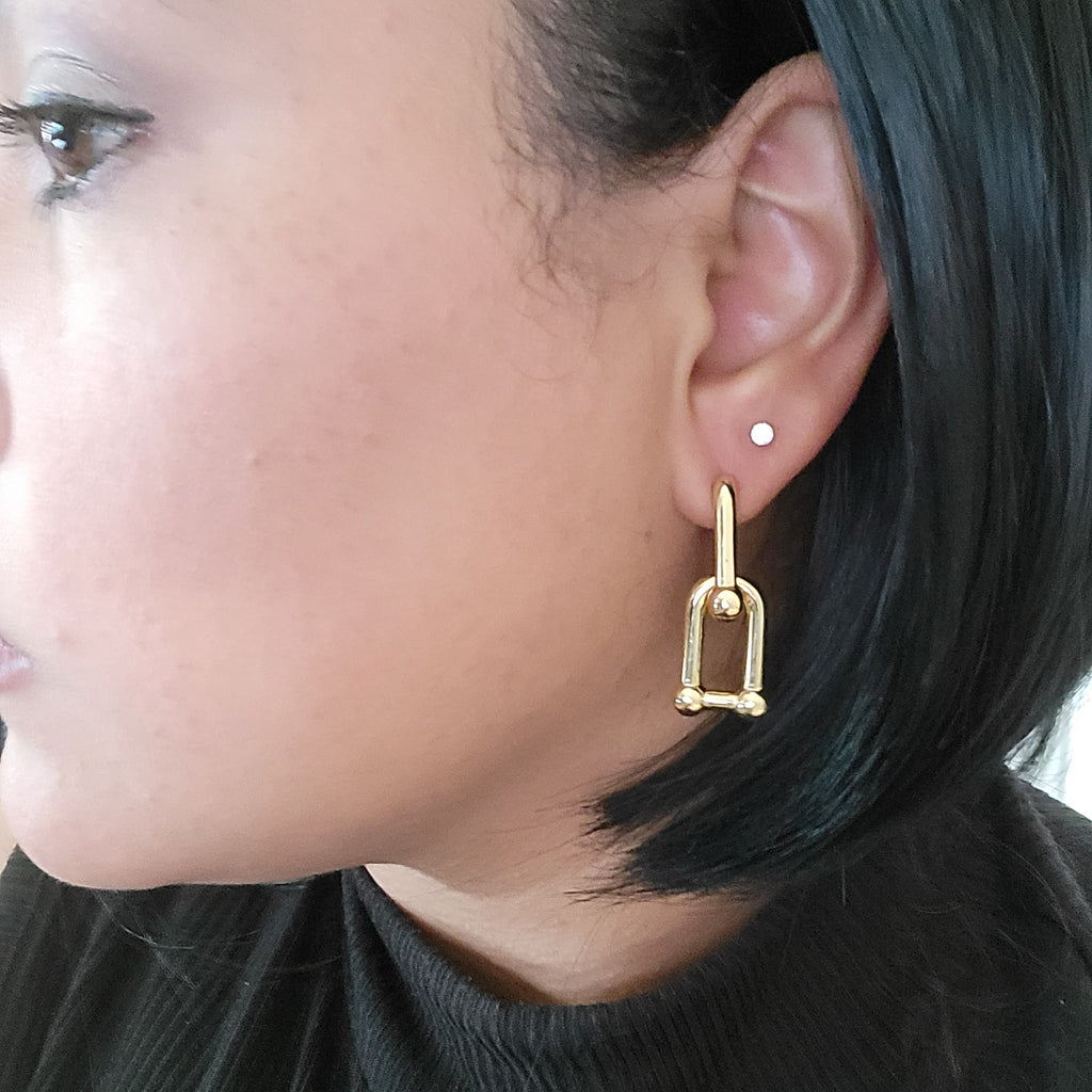 U- link Earrings - Gold Dangle Earrings, Elegant Style | Women's Fashion
