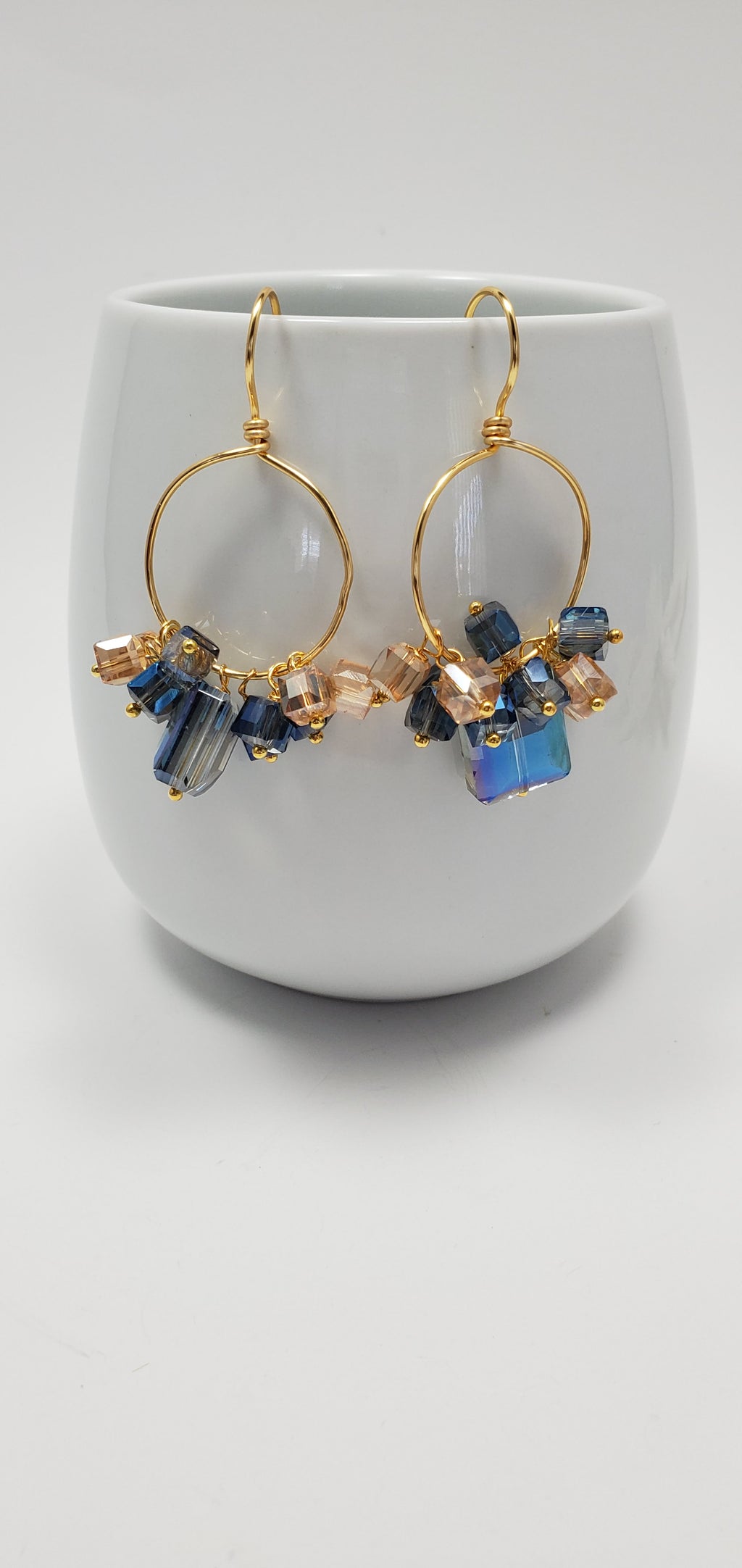 Crystal Hoop Earrings - Dainty Gold Hoop Earrings with Crystals