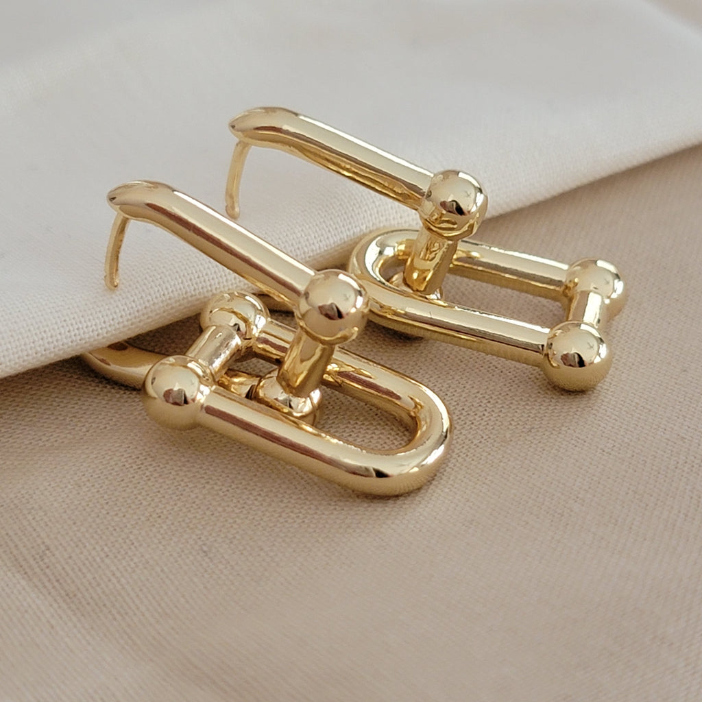 U- link Earrings - Gold Dangle Earrings, Elegant Style | Women's Fashion